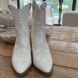 Altar'd State White Floral Heeled Boots